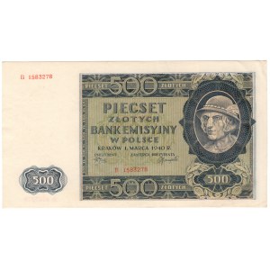 Gouvernement général, 500 zloty 1940, série B
