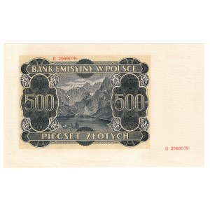 Gouvernement général, 500 zlotys 1940, série B, tirage inachevé
