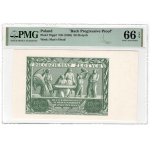 50 złotych 1936 - Back Progressive Proof - PMG 66 EPQ TOP POP