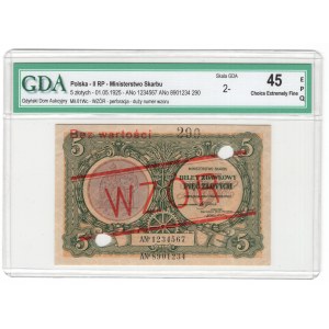 Pass ticket, 5 zloty 1925, series A, Constitution, MODEL