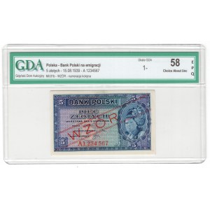 5 złotych 1939, Londyn, seria A, WZÓR