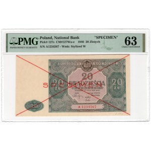 20 zloty 1946, series A, SPECIMEN