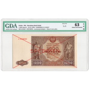 1000 zloty 1946, série B, SPÉCIMEN