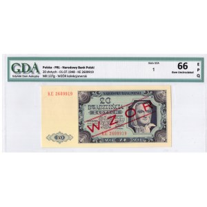 20 zloty 1948, série KE, MODÈLE