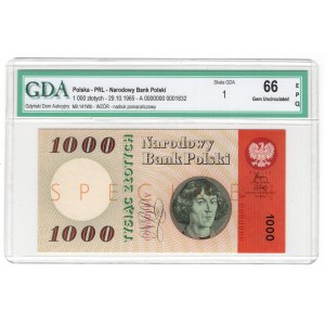 1000 złotych 1965, seria A, SPECIMEN