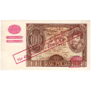 Gouvernement général, 100 zloty 1934 AA, fausse réimpression de l'occupation
