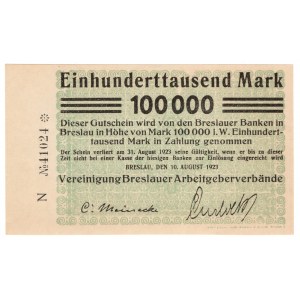 Wrocław (Breslau), 100.000 marek 1923