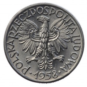 PRL, 50 groszy 1958, échantillon NIKIEL - couronne