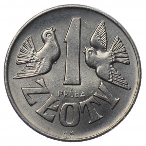People's Republic of Poland, 1 zloty 1958, NIKIEL sample - pigeons