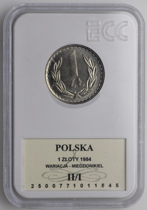 People's Republic of Poland, 1 zloty 1984, sample MIEDZIONIKIEL