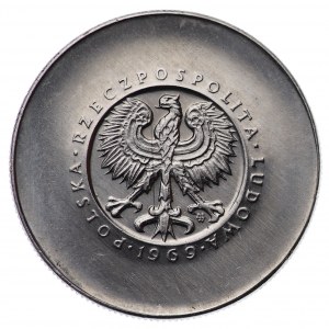 PRL, 10 zloty 1969, échantillon NIKIEL - 25e anniversaire de la République populaire de Pologne, petite inscription