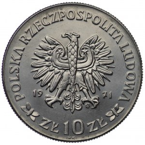 PRL, 10 zloty 1971, échantillon NIKIEL - Insurrection de Silésie, monument
