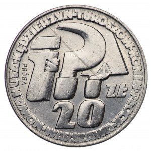 République populaire de Pologne, 20 zlotys 1964, échantillon NIKIEL - Clé, Sierp et Truelle