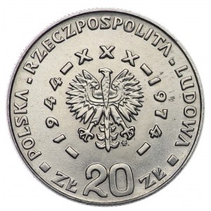 PRL, 20 zloty 1974, échantillon NIKIEL - XXX années de PRL, Mineur