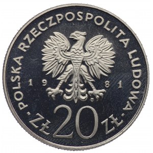 PRL, 20 zloty 1981, échantillon NIKIEL - Église Sainte-Marie de Cracovie