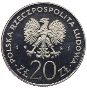 PRL, 20 zlotých 1981, vzorka NIKIEL - Kostol Panny Márie v Krakove