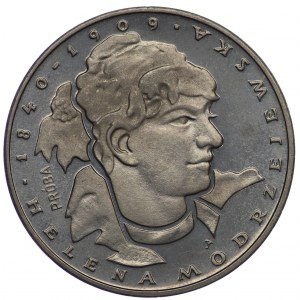 PRL, 100 zloty 1975, échantillon NIKIEL - Helena Modrzejewska, grosse tête