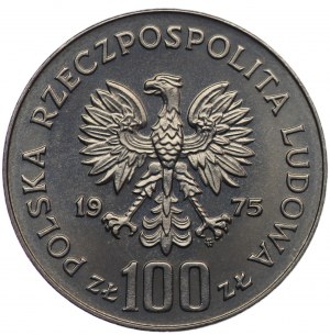 PRL, 100 Zloty 1975, NIKIEL Muster - Ignacy Paderewski, links