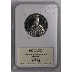 PRL, 100 złotych 1988, próba NIKIEL - Jadwiga