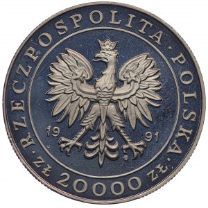 III RP, 20 000 zloty 1991, échantillon NIKIEL - 225 ans de la Monnaie de Varsovie