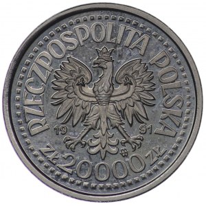 III RP, 20 000 or 1991, échantillon NIKIEL - Jean-Paul II, autel