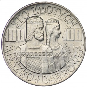 République populaire de Pologne, 100 zloty 1966, échantillon ARGENT - Mieszko et Dąbrówka, demi-figures