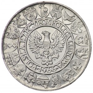 République populaire de Pologne, 100 zloty 1966, échantillon ARGENT - Mieszko et Dąbrówka, demi-figures