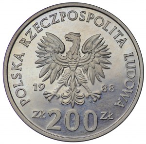 People's Republic of Poland, 200 gold 1988, MIEDZIONIKIEL sample, World Cup - Italy 1990