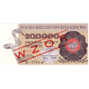People's Republic of Poland, 200,000 zloty 1989, MODEL - No 0764*, series A 0000000