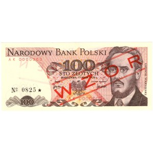 PRL, 100 zloty 1976, MODÈLE - No 0825*, série AK 0000000