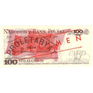 PRL, 100 złotych 1976, WZÓR - No 0825*, seria AK 0000000