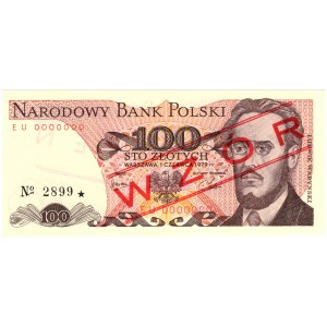 PRL, 100 złotych 1979, WZÓR - No 2899*, seria EU 0000000