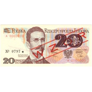People's Republic of Poland, 20 gold 1982, MODEL - No 0797*, series A 0000000