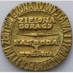 Pologne, médaille de l'exposition des beaux-arts du raisin d'or 1969, dessinée par Tadeusz Dobosz