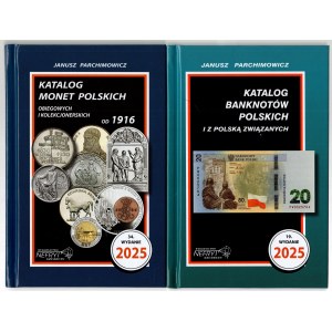 Janusz Parchimowicz, Katalog monet polskich obiegowych i kolekcjonerskich od 1916 oraz Katalog banknotów polskich i z polską związanych (avec autographe de l'auteur)