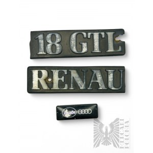 Dwa Emblematy Samochodowe Renault 18 GLT i Audi