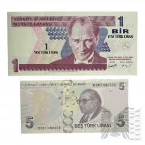 XXI w., Turcja - Dwa Banknoty 1 i 5 Nowych Lirów