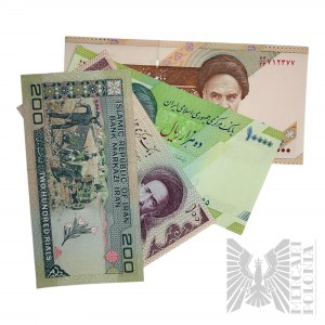 Iran - Cztery Banknoty: 5000 i 10 000 Rialów, 100 i 200 Rialów