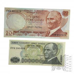 II Poł. XX w., Turcja - Dwa Banknoty 10 i 20 Lirów