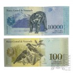 Wenezuela - Dwa Banknoty 100 i 10 000 Boliwarów