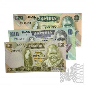 II poł. XX w., Zambia - Trzy Banknoty 2, 10 i 20 Kwacha