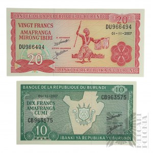 Burundi - Dwa Banknoty 10 i 20 Franków