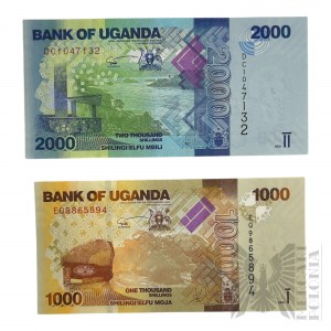 XXI w., Uganda - Dwa Banknoty 1000 i 2000 Szylingów Ugandyjskich