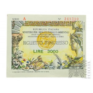Włochy - Banknot 3000 Lirów, Seria Bigiletto Dingresso
