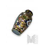 XIX/XX w. (?) - Miniaturowy Chiński Wazonik Zdobiony Techniką Cloisonné z Motywem Florystycznym