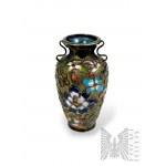 XIX/XX w. (?) - Miniaturowy Chiński Wazonik Zdobiony Techniką Cloisonné z Motywem Florystycznym