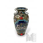 XIX/XX w. (?) - Miniaturowy Chiński Wazonik Zdobiony Techniką Cloisonné z Motywem Florystycznym