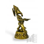 Zestaw Oświeconego: Mosiężny Ganesha z Misą i Stary Mosiężny Dzbanek