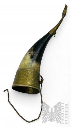 Stylized 19th Century Style Horn Dish with Metal Fittings