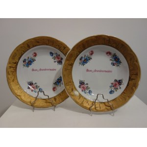 Para porcelanowych talerzy kolekcjonerskich z Limoges, Francja